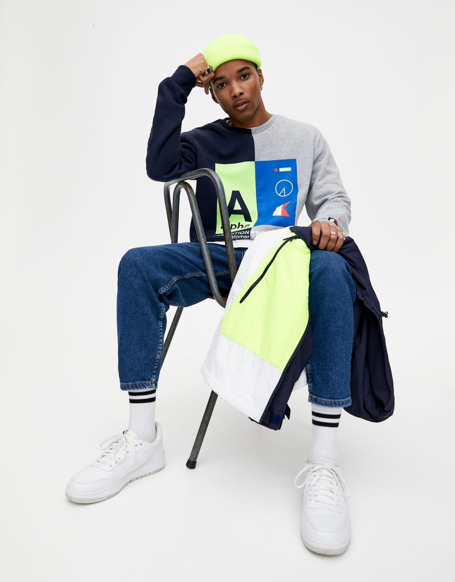 Two-tone Sweatshirt With Neon Detail