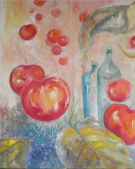 Berries, leaves, bottles